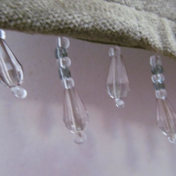 Curtain Valance with Beaded Trim Fringe Scalloped Olive Green 54 x 17.5 - Picture 10 of 16